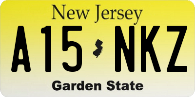 NJ license plate A15NKZ