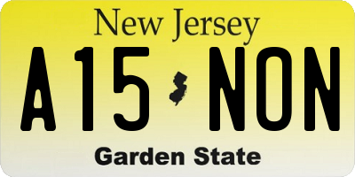 NJ license plate A15NON