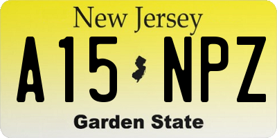 NJ license plate A15NPZ