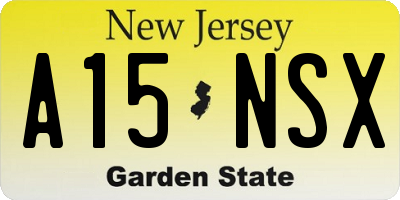 NJ license plate A15NSX