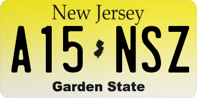 NJ license plate A15NSZ