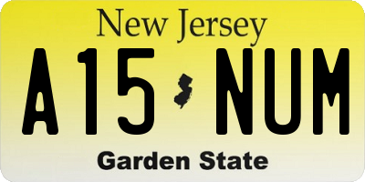 NJ license plate A15NUM