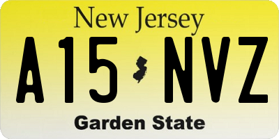 NJ license plate A15NVZ