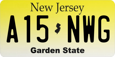 NJ license plate A15NWG