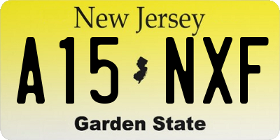 NJ license plate A15NXF