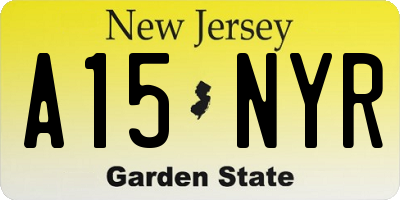 NJ license plate A15NYR