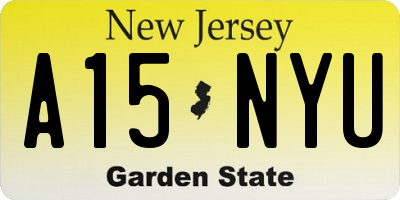 NJ license plate A15NYU