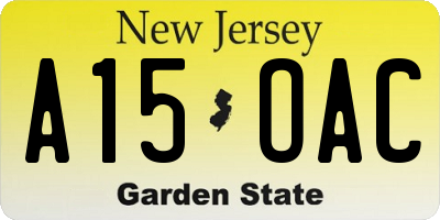 NJ license plate A15OAC