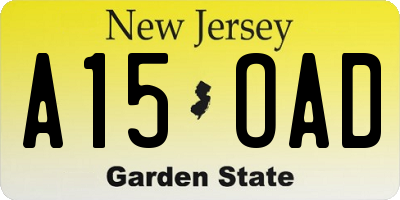 NJ license plate A15OAD