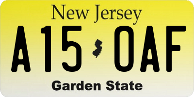 NJ license plate A15OAF