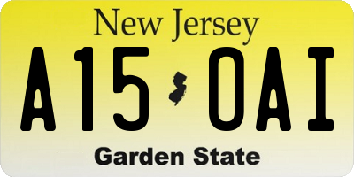 NJ license plate A15OAI