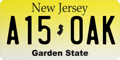 NJ license plate A15OAK