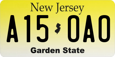 NJ license plate A15OAO