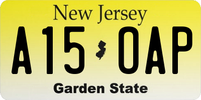 NJ license plate A15OAP