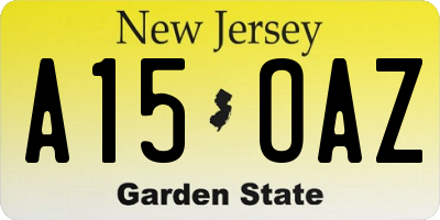 NJ license plate A15OAZ