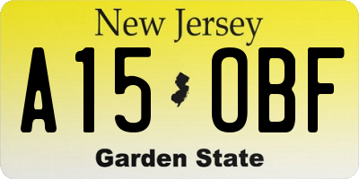 NJ license plate A15OBF