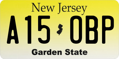 NJ license plate A15OBP