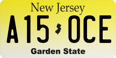 NJ license plate A15OCE