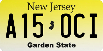 NJ license plate A15OCI