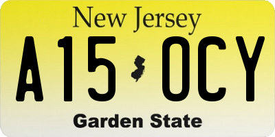 NJ license plate A15OCY