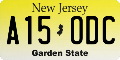 NJ license plate A15ODC