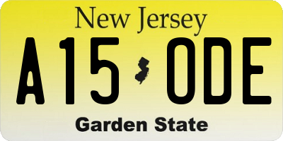 NJ license plate A15ODE