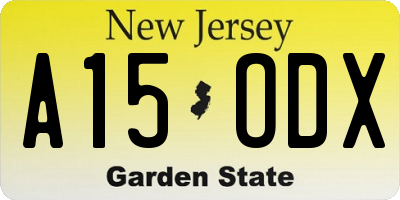 NJ license plate A15ODX