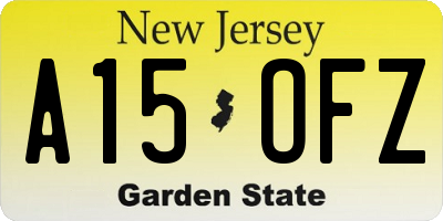 NJ license plate A15OFZ