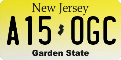 NJ license plate A15OGC