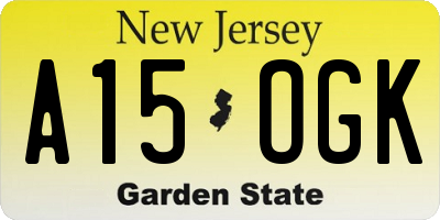 NJ license plate A15OGK