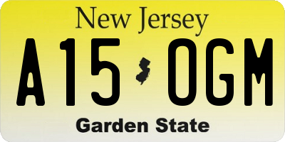 NJ license plate A15OGM