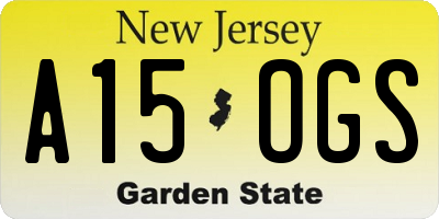 NJ license plate A15OGS