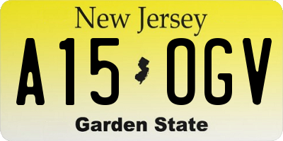 NJ license plate A15OGV
