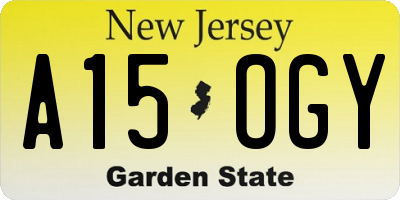 NJ license plate A15OGY