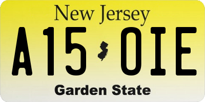 NJ license plate A15OIE