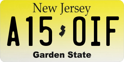 NJ license plate A15OIF