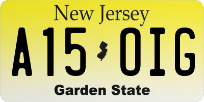 NJ license plate A15OIG