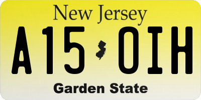 NJ license plate A15OIH