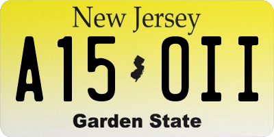 NJ license plate A15OII