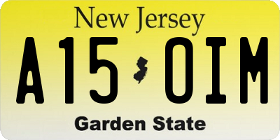 NJ license plate A15OIM