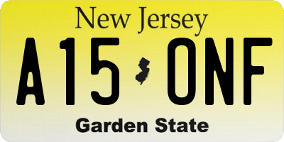 NJ license plate A15ONF