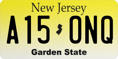 NJ license plate A15ONQ