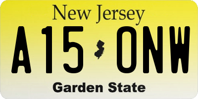 NJ license plate A15ONW