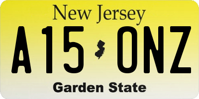 NJ license plate A15ONZ