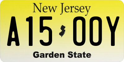 NJ license plate A15OOY