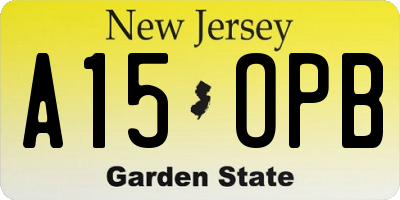 NJ license plate A15OPB