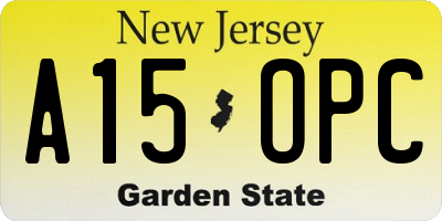 NJ license plate A15OPC