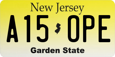 NJ license plate A15OPE