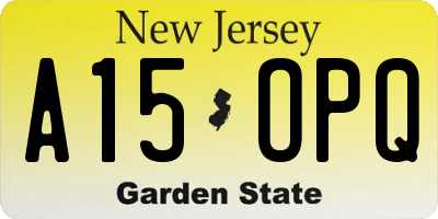 NJ license plate A15OPQ