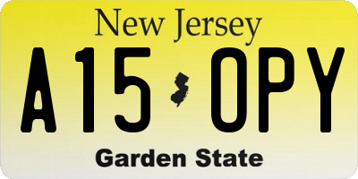 NJ license plate A15OPY